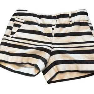 7th Ave Black‎ and White Striped Cotton Blend Women’s O Shorts